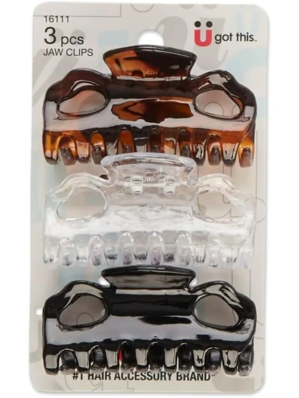 Assorted 2-Loop Jaw Clips - 6cm Hair Accessories, 3 Count for Stylish Updos